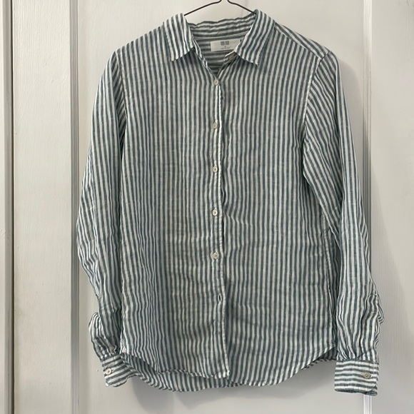 Uniqlo striped linen button up shirt - Picture 1 of 4